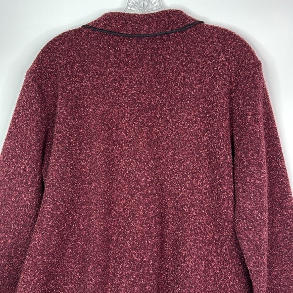 Vintage Iced Tea Burgundy Red Button Fleece Cardigan Size Large - Picture 5 of 9